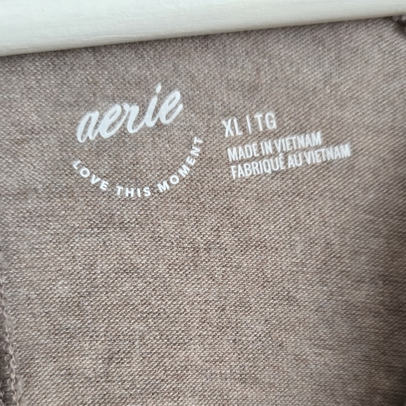 Aerie Taupe Button-Up Sweatshirt - Picture 2 of 5